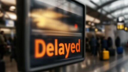 delayed flight notification on airport screen - travel challenges and scheduling updates
