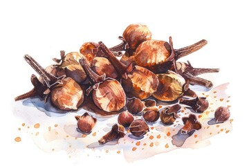 Poster - Close-up of various nuts on a white background