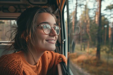 Aufkleber - A person sitting at a window, gazing outside