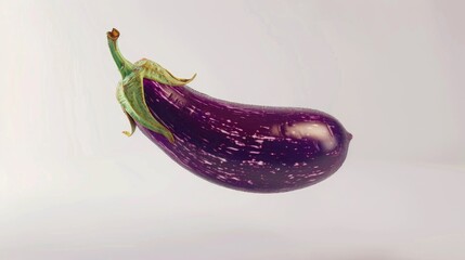 Poster - A purple eggplant suspended in mid-air