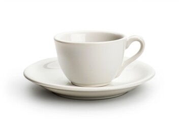 Poster - A single white cup and saucer set on a saucer, perfect for tea or coffee breaks
