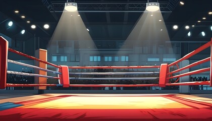 Wall Mural - dynamic anime-style boxing arena with vibrant characters and intense action