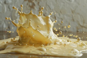Poster - A splash of milk on a table surface