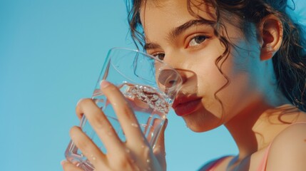 Poster - A person taking a drink from a glass of water