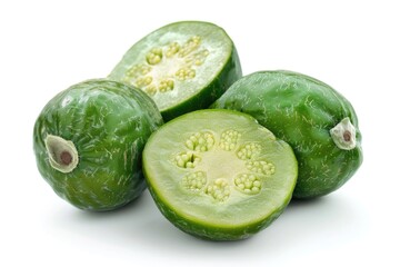 Poster - A selection of green fruits arranged on a white surface