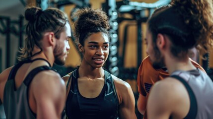 Sticker - People exercising together in a gym setting