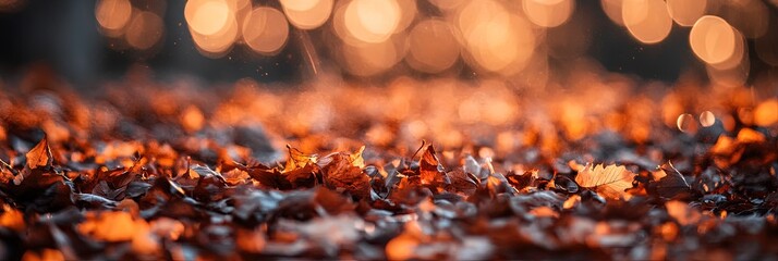 Wall Mural - bokeh of fall leaves 