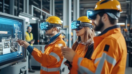 Poster - Workers in a smart industry environment using augmented reality for tasks.