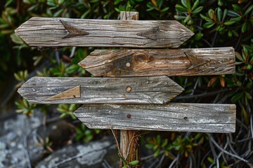 Aufkleber - A wooden sign with arrows pointing in various directions