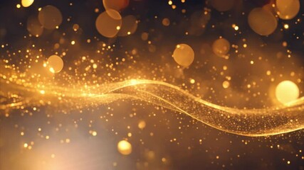 Wall Mural - Golden Abstract Background with Glittering Particles