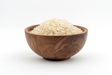 Poster - A wooden bowl filled with rice, perfect for a simple meal or snack