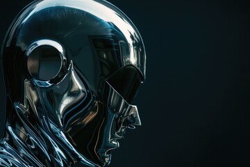 Aufkleber - Close-up view of a shiny metal head with intricate details