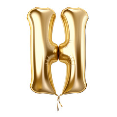 H in shiny gold foil balloon style on white background