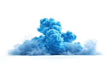 Poster - A cloudy blue substance floating on a plain white surface, ideal for use in science and technology illustrations