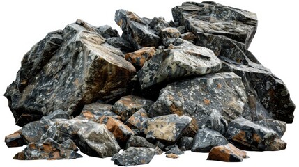 Poster - A close-up shot of a pile of rocks on a white background