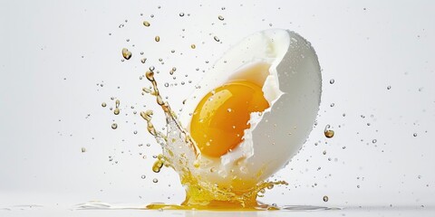 Poster - A single egg falling into a puddle of water, creating a splash