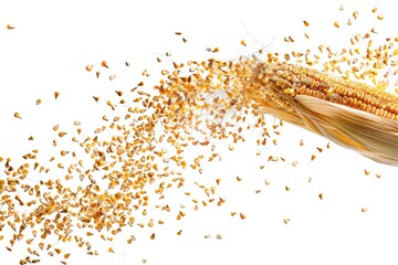 Wall Mural - A close-up shot of a single ear of corn on a white background, great for food or agriculture-related projects