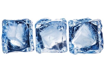 Poster - Three stacked ice cubes on top of each other, clear and transparent