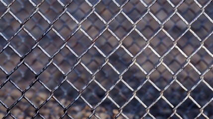 Canvas Print - A close-up shot of a worn and rusty chain link fence with some overgrown vegetation