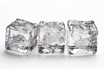 Poster - Three pieces of ice sitting together, isolated on a white background