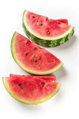 Poster - Fresh watermelon slices arranged on a clean white surface