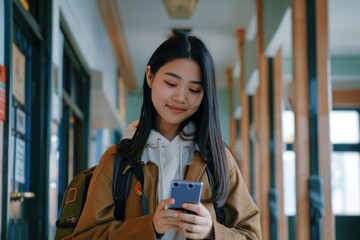 Sticker - A person examines their smartphone, possibly checking messages or notifications