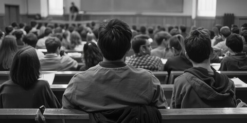 Aufkleber - Group seated before lecture hall, possible event or presentation