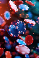 Poster - A chaotic scene with a bunch of poker chips flying in mid-air