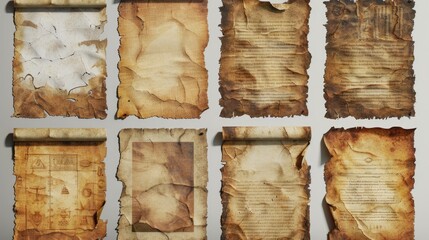 Aufkleber - Collection of vintage papers mounted on a wall, ideal for use in historical or nostalgia-themed designs