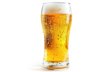 Poster - A glass filled with beer and water droplets forming on the rim