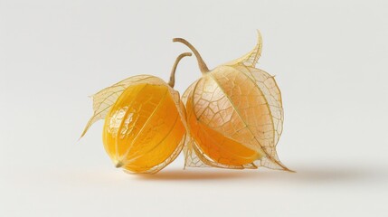 Aufkleber - A still life photo of two fruits on a white background, perfect for food, interior or lifestyle concepts