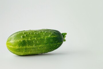 Canvas Print - A single green cucumber sits on a white background