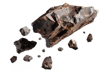 Poster - A piece of metal with rocks placed on a white surface