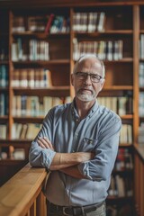 Aufkleber - A person standing in front of a bookshelf in a quiet library, surrounded by books