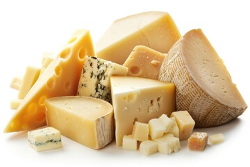 Poster - A selection of cheeses displayed on a white background