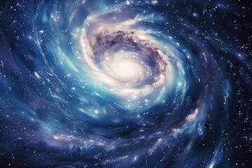 Poster - A beautiful spiral galaxy with stars shining through the darkness