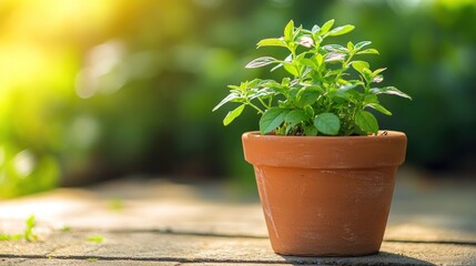 Poster - Potted Plant in Garden Setting