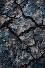 Leinwandbilder - Close-up view of a rocky surface with visible cracks, suitable for use in science and nature-related projects