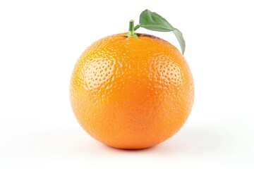 Poster - Fresh orange with a green leaf on top, ideal for food or nature photography