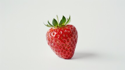 Poster - A lone strawberry sits on a white surface
