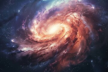 Poster - A spiral galaxy with stars and cosmic dust in the background