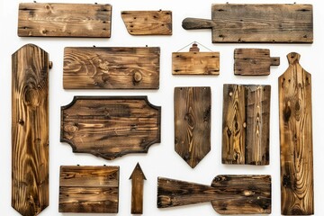 Aufkleber - A set of wooden signs hanging on a wall, with various messages and designs