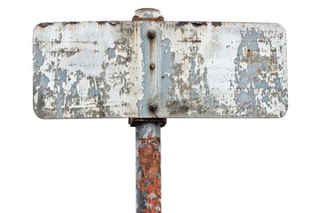 Wall Mural - Rusted street sign on a white background, great for urban or vintage themed projects