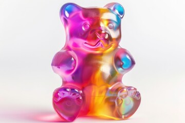 Poster - Colorful gummy bear sitting on a white surface