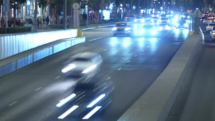 night traffic on the road with motion blur effect