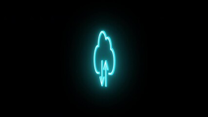 Poster - Neon cloud storage animation, rotation around vertical axis. Glowing neon 3D cloud icon with arrows, looped spin. Cloud space and technology, data backup, file repository. Azure, blue, violet colors