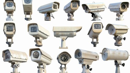 Poster - A collection of cameras mounted on a pole, suitable for use in surveillance or monitoring scenes