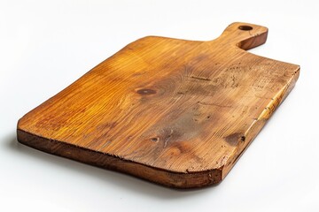Poster - A simple wooden cutting board on a clean white surface