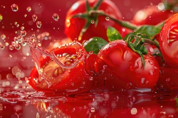 Poster - Fresh tomatoes with water droplets, perfect for cooking or photography