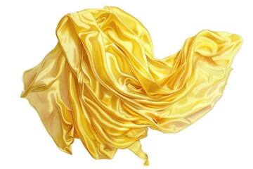 Poster - A piece of yellow fabric lying flat on a white surface, ideal for use in still life photography or textile design